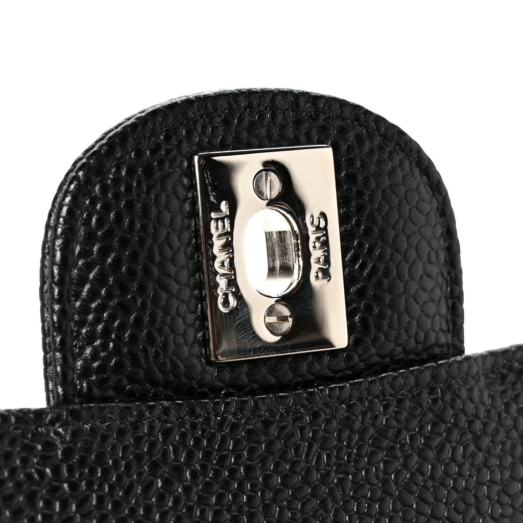 Caviar Quilted Medium Double Flap Black At My store