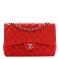 Lambskin Quilted Jumbo Double Flap Red At My store