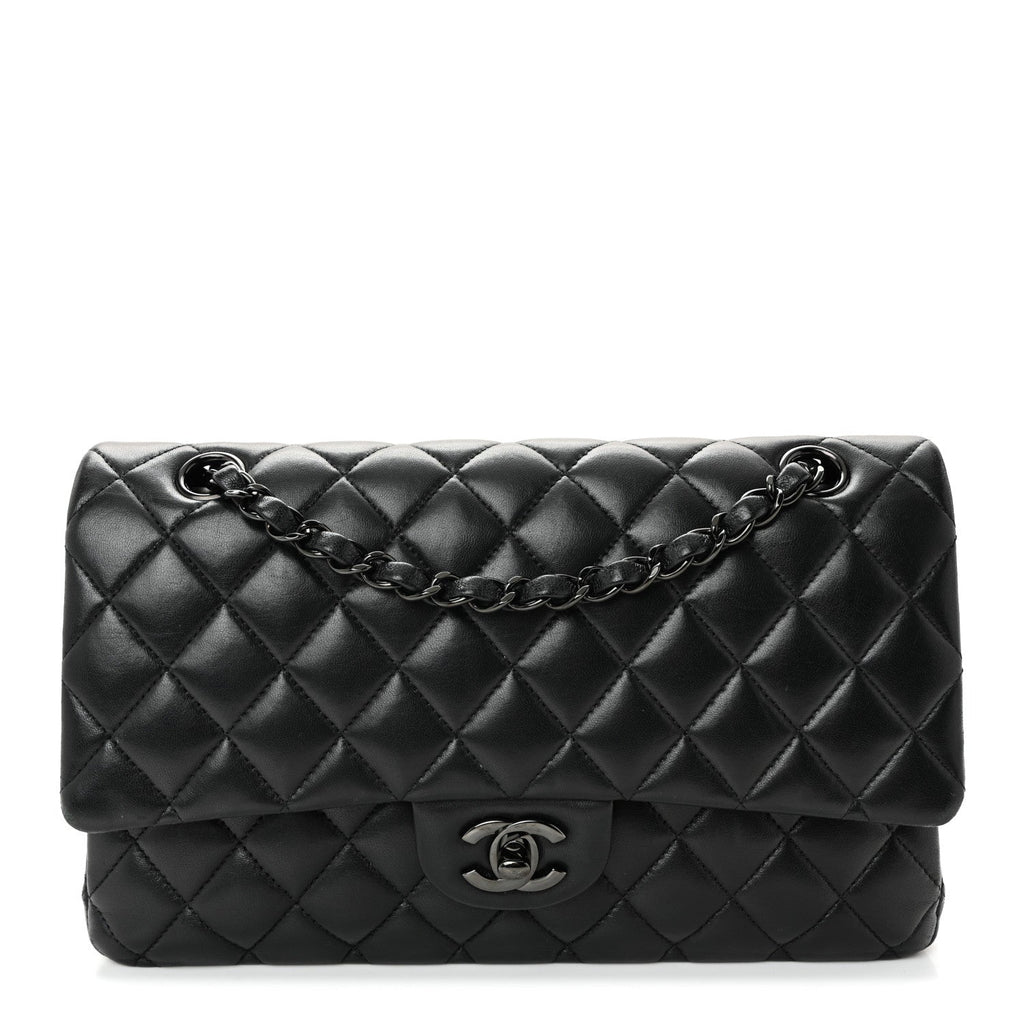 Lambskin Quilted Medium Double Flap So Black At My store