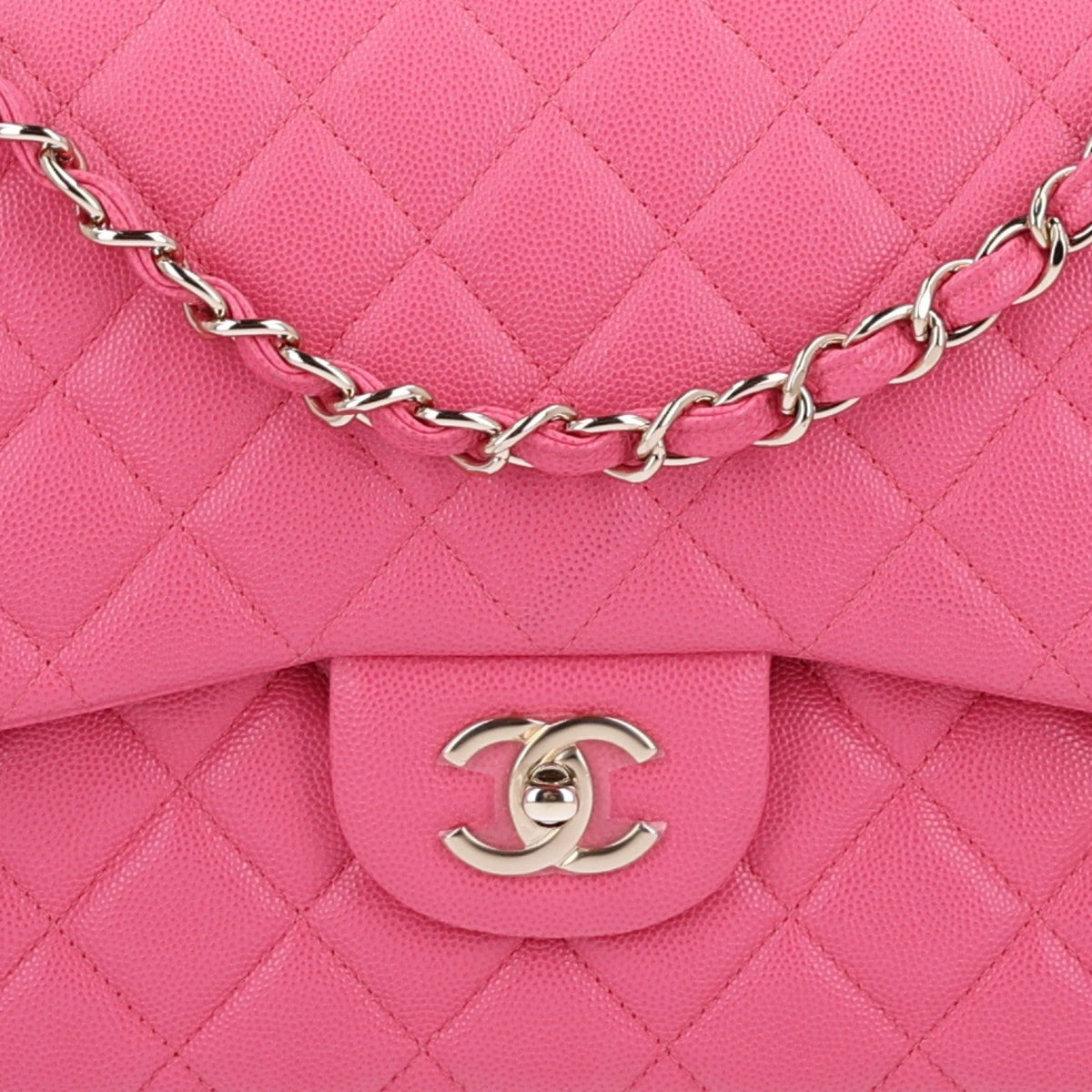 Caviar Quilted Jumbo Double Flap Pink At My store