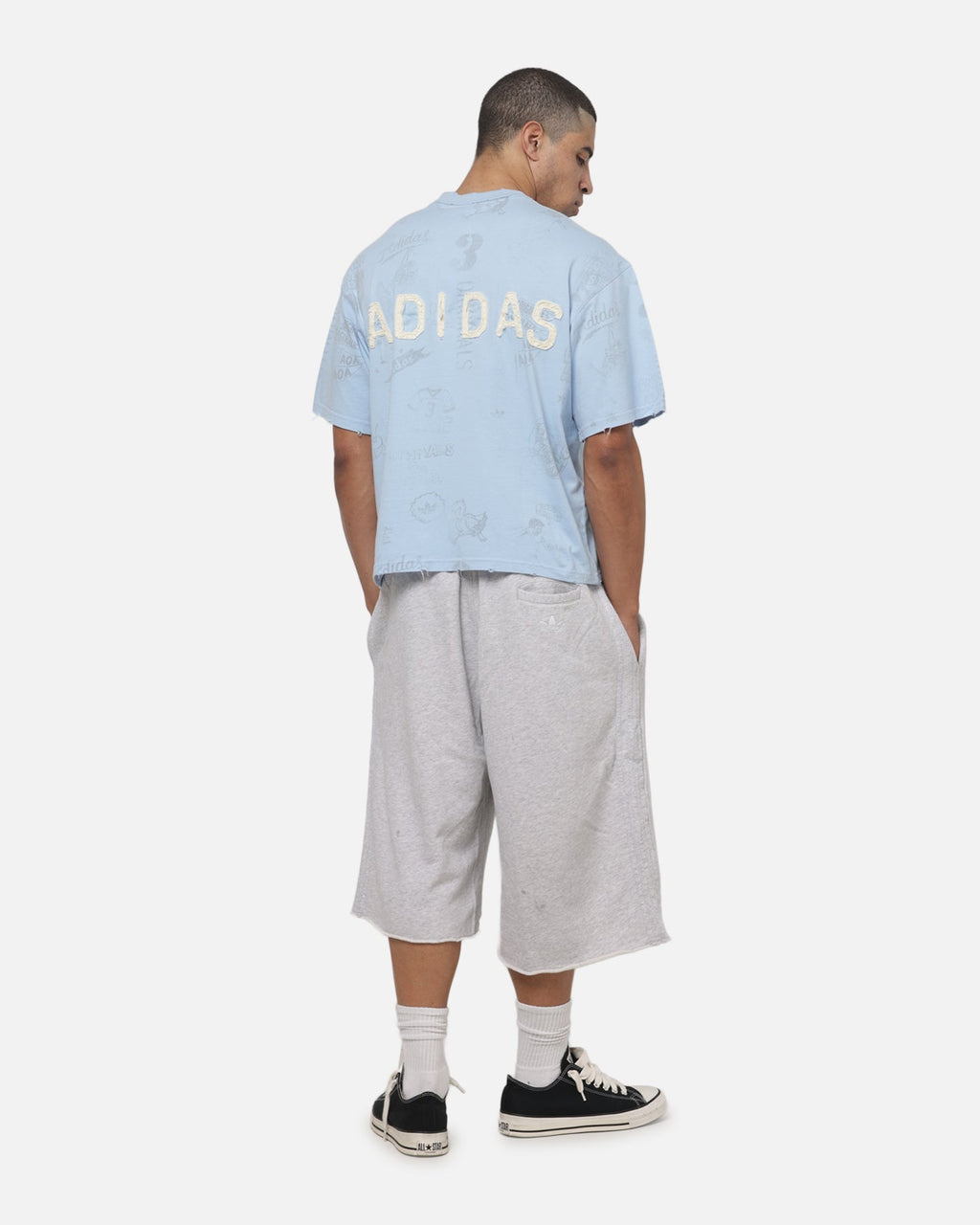 Best-Selling Adidas Vintage All Over Print T-Shirt Light Blue