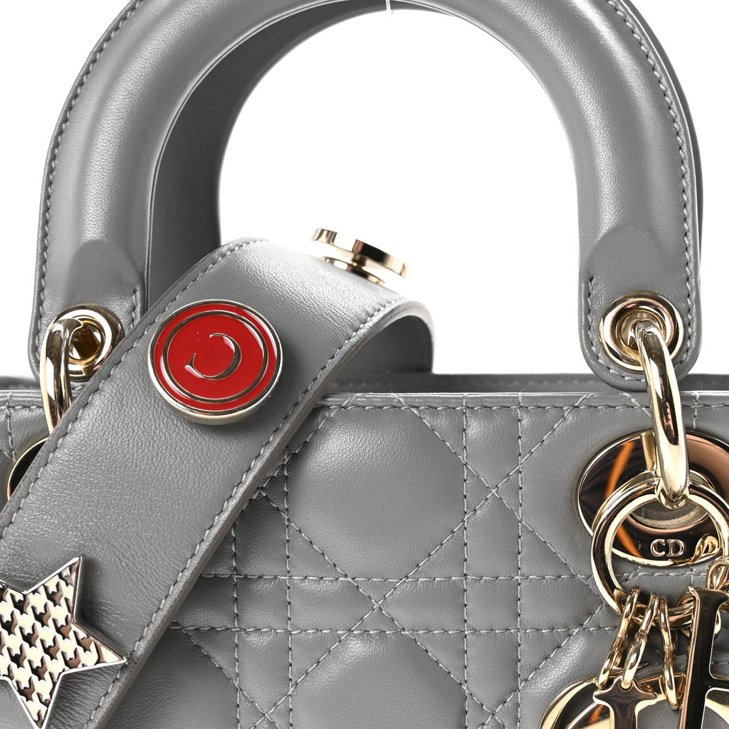 Lambskin Cannage Small My Lucky Badges My Lady Dior Grey AT My store
