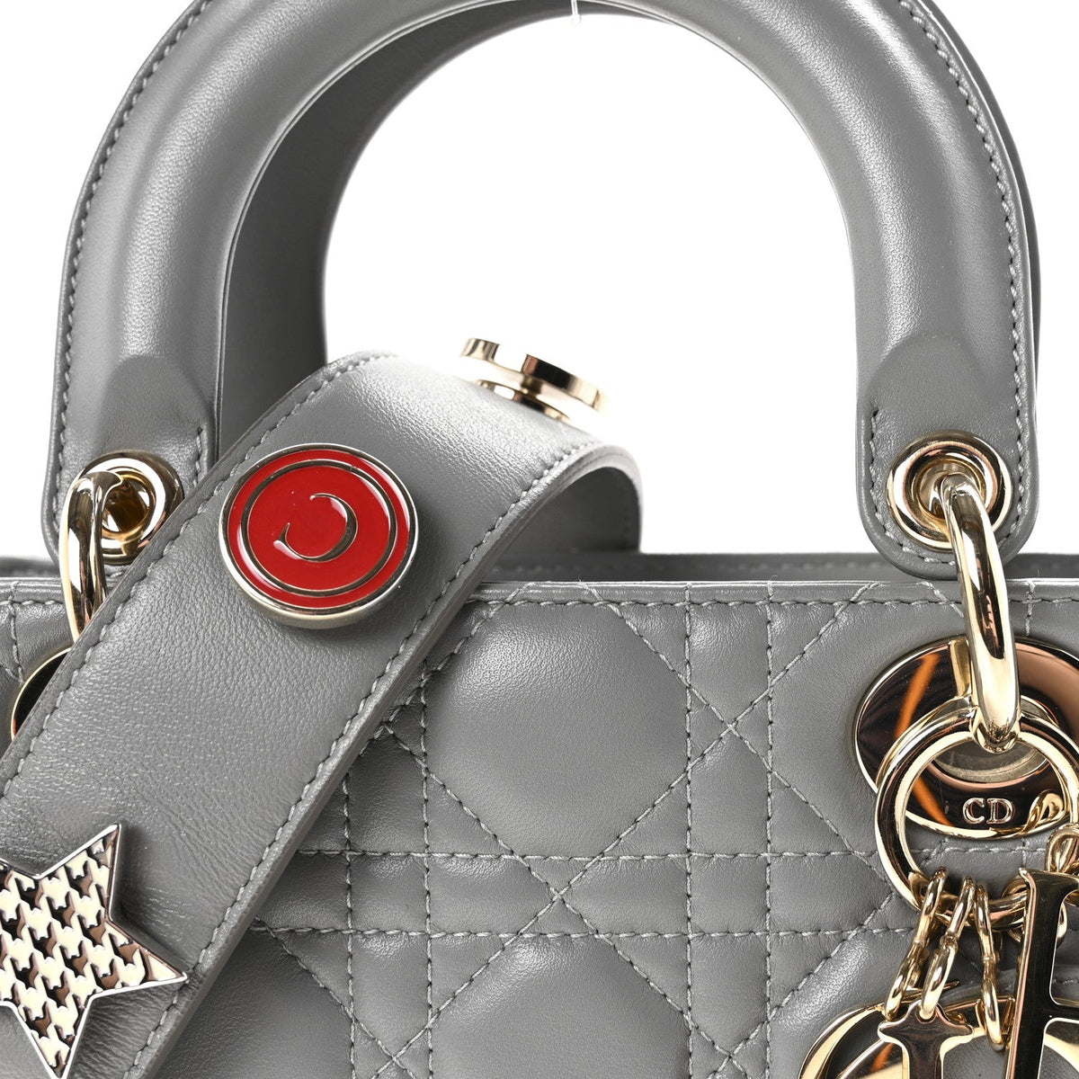 Lambskin Cannage Small My Lucky Badges My Lady Dior Grey AT My store