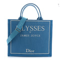 Cotton Toile De Jouy Oblique Embroidered Ulysses Dior Medium Book Tote With Strap Light Blue White AT My store