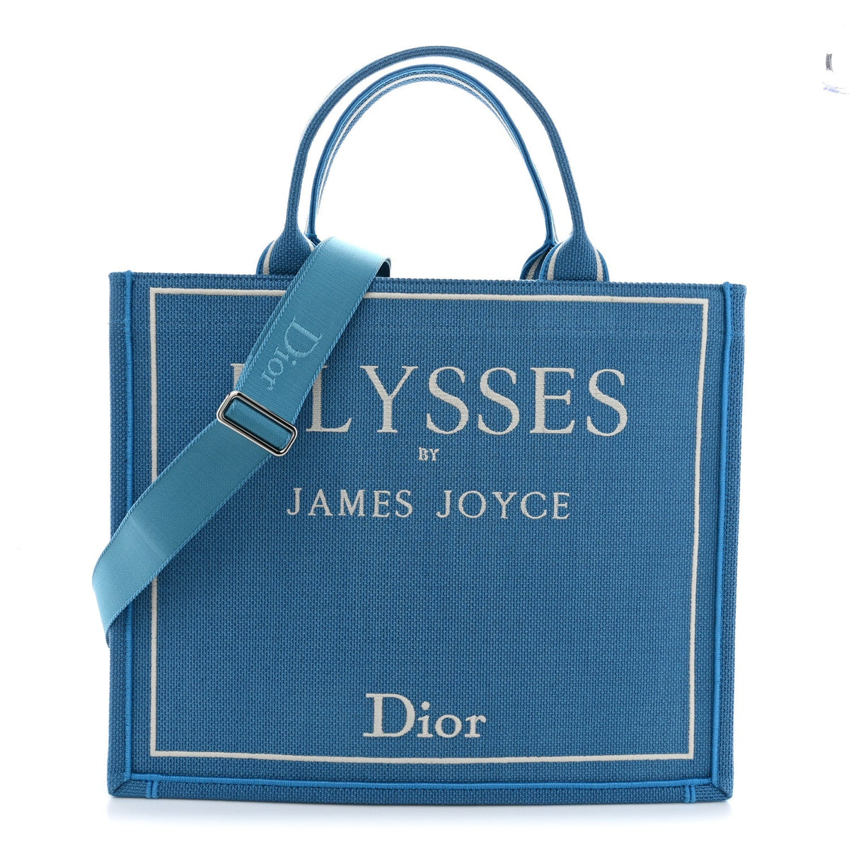 Cotton Toile De Jouy Oblique Embroidered Ulysses Dior Medium Book Tote With Strap Light Blue White AT My store