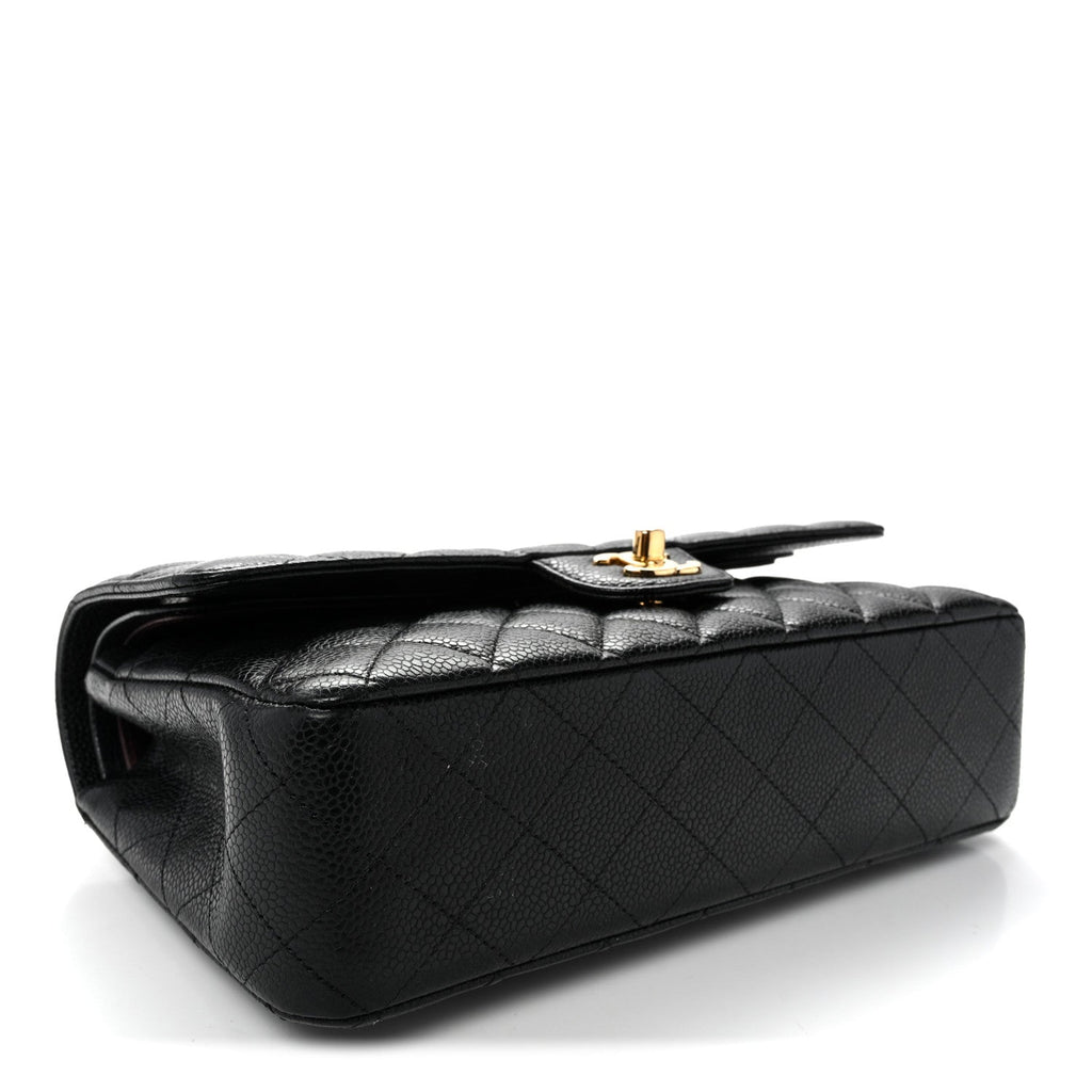 Caviar Quilted Medium Double Flap Black At My store
