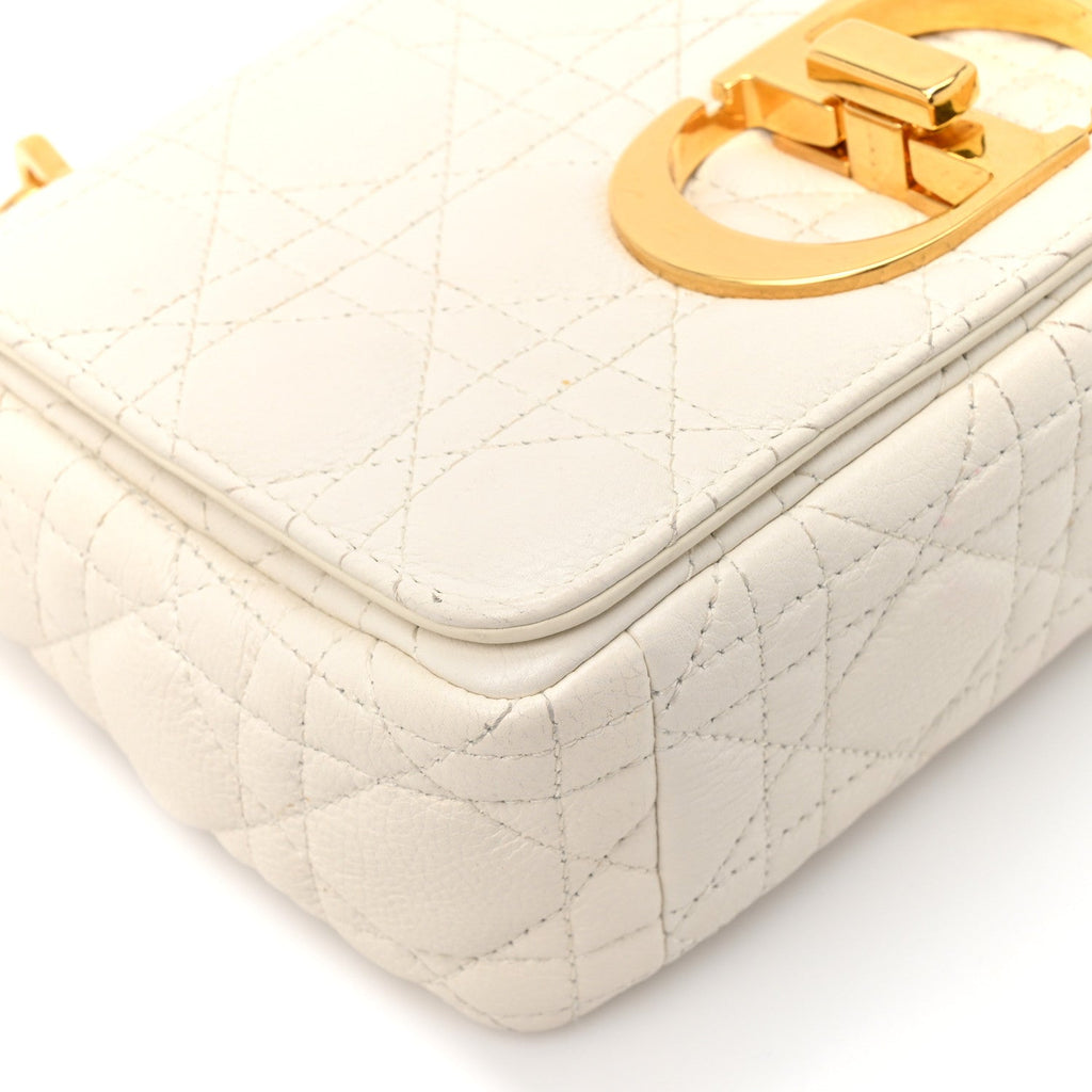 Grained Calfskin Cannage Small Caro Bag White AT My store