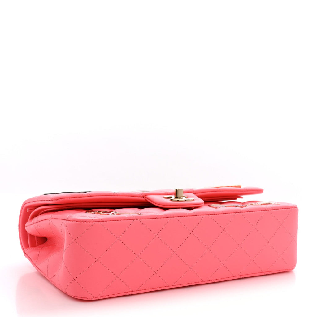 Lambskin Quilted Medium Hollywood Charms Double Flap Coral Pink At My store