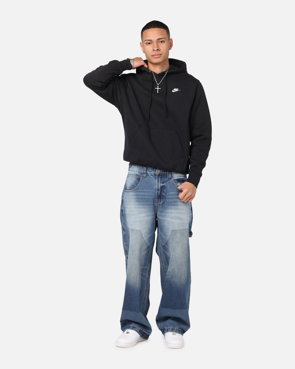 Top Seller Nike Club Pullover Fleece Hoodie Black/Black/White
