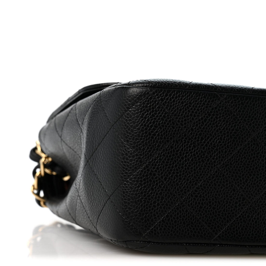 Caviar Quilted Jumbo Double Flap Black At My store