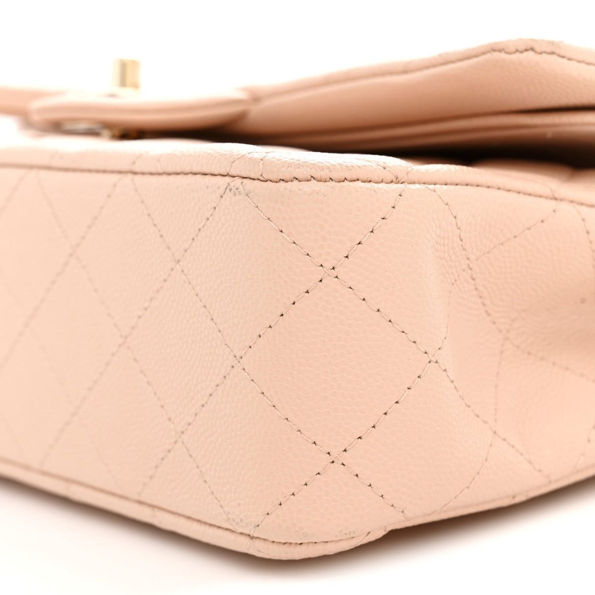 Caviar Quilted Medium Double Flap Light Beige At My store