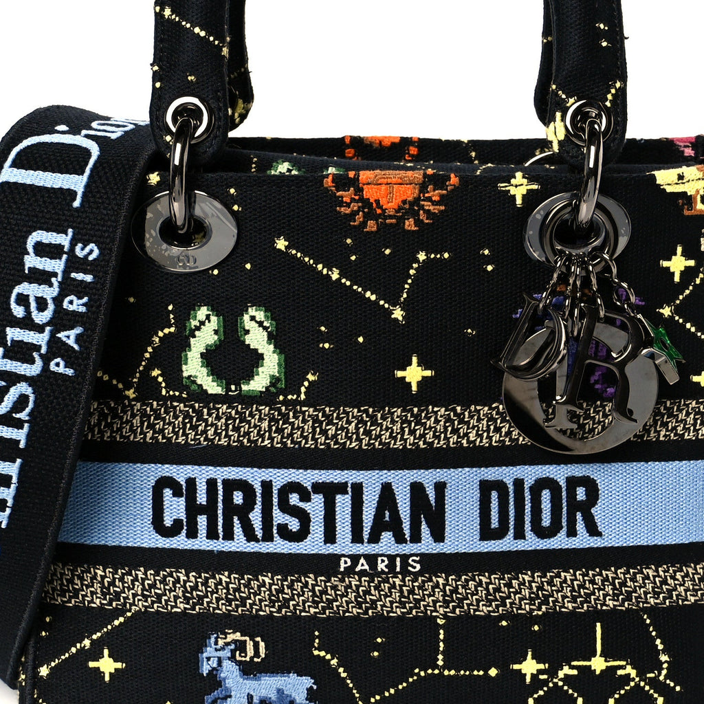 Canvas Pixel Zodiac Embroidered Medium Lady D-Lite Nero Multicolor AT My store