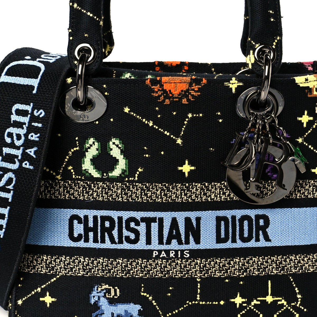 Canvas Pixel Zodiac Embroidered Medium Lady D-Lite Nero Multicolor AT My store