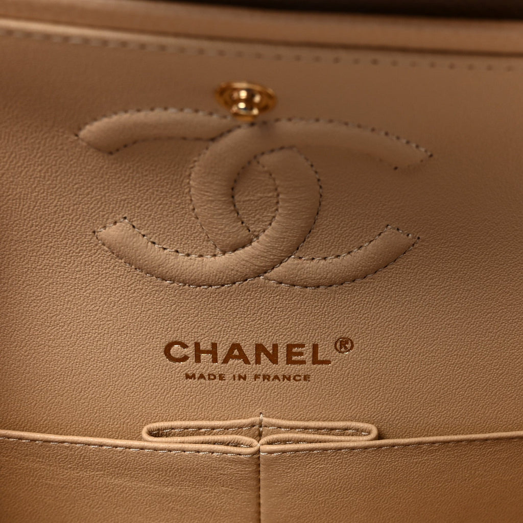 Caviar Quilted Small Double Flap Beige At My store