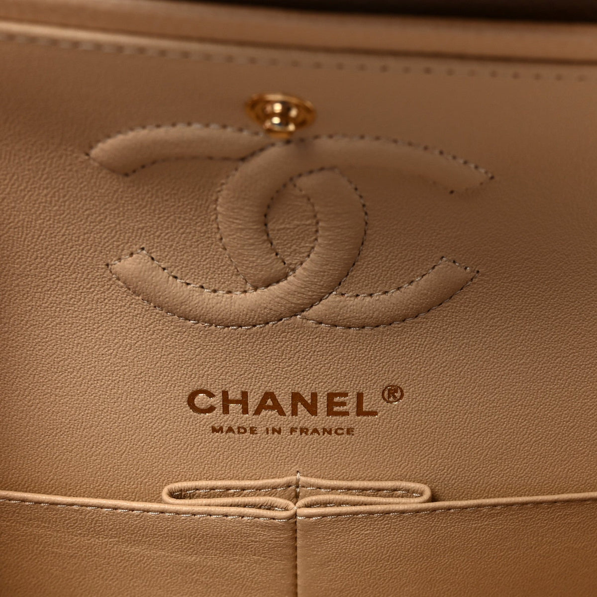 Caviar Quilted Small Double Flap Beige At My store