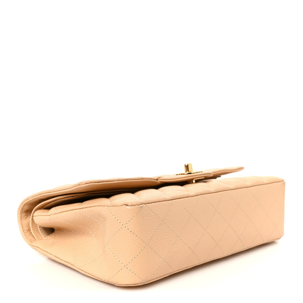Caviar Quilted Medium Double Flap Beige At My store