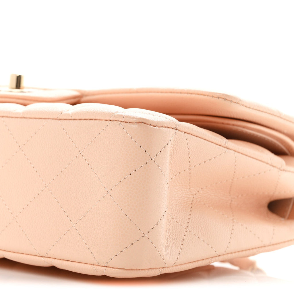 Caviar Quilted Medium Double Flap Light Pink At My store