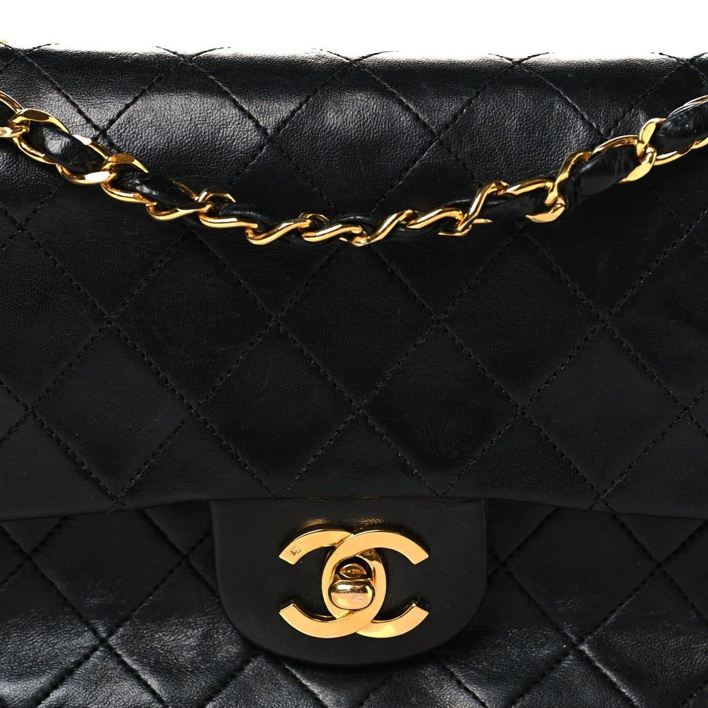 Lambskin Quilted Small Double Flap Black At My store