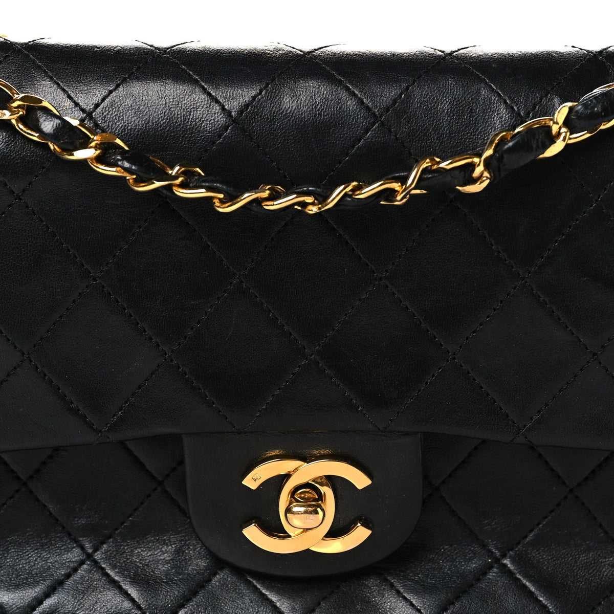 Lambskin Quilted Small Double Flap Black At My store