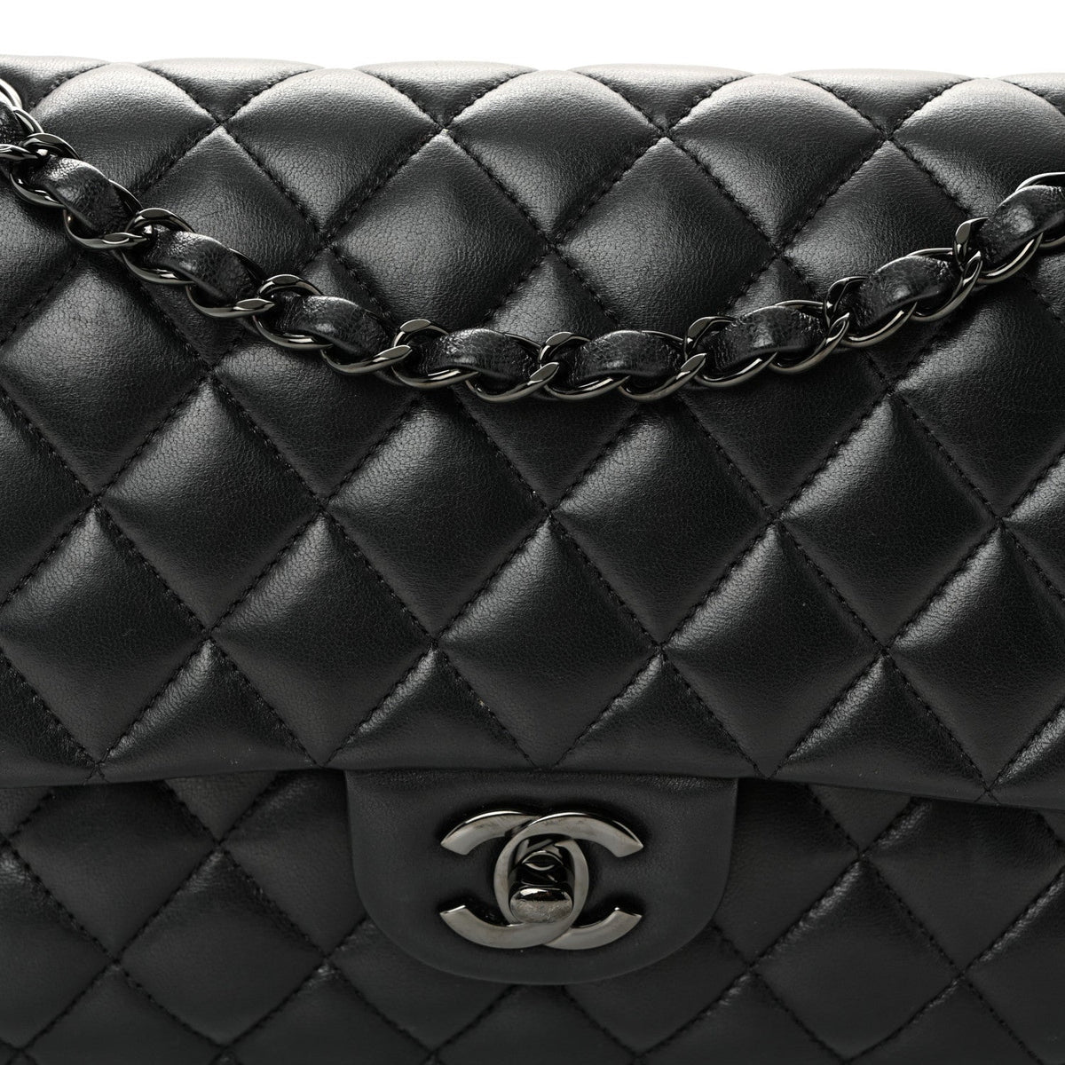 Lambskin Quilted Medium Double Flap So Black At My store