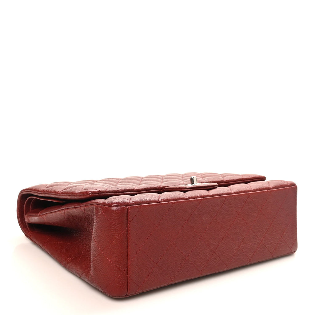 Caviar Quilted Maxi Double Flap Dark Red At My store