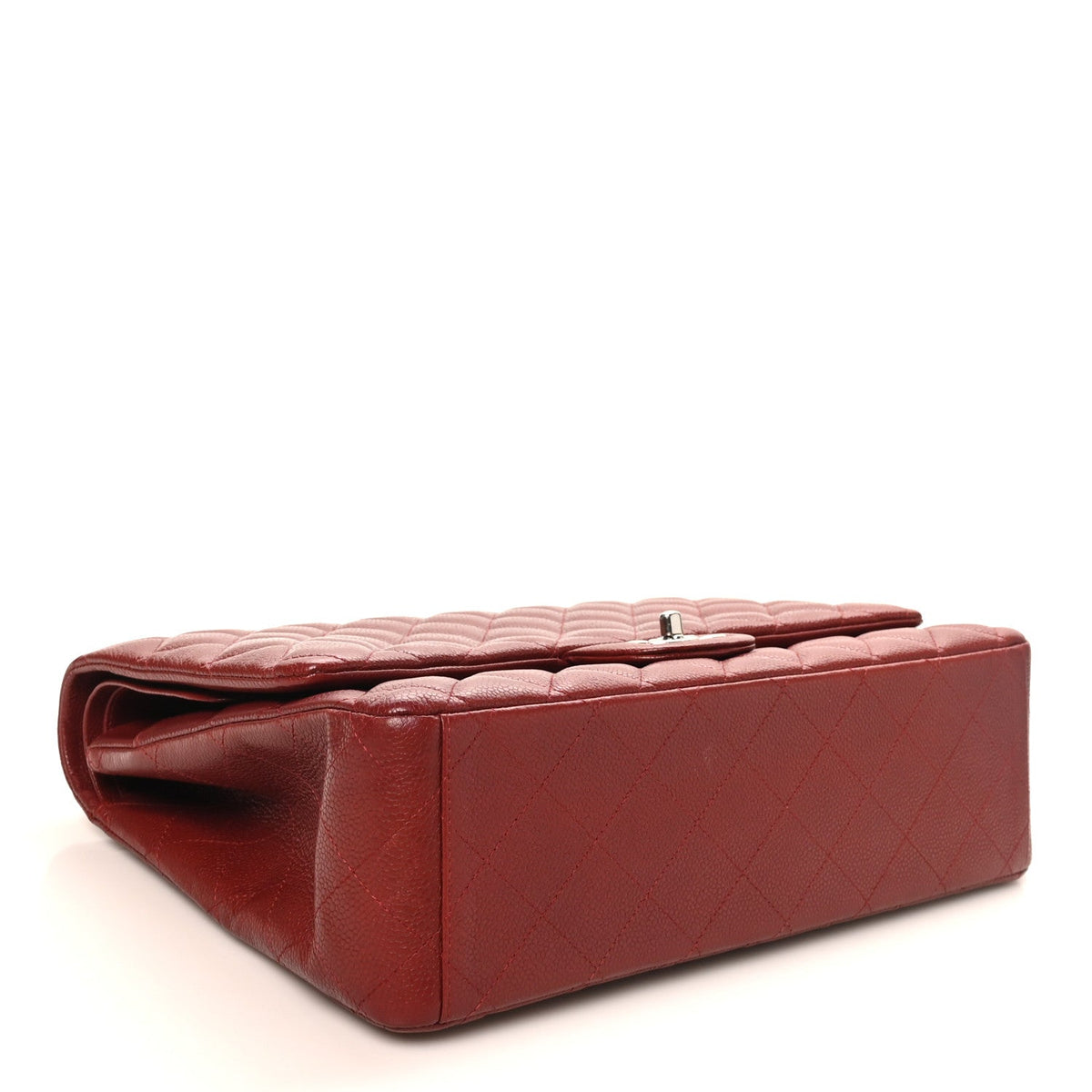 Caviar Quilted Maxi Double Flap Dark Red At My store