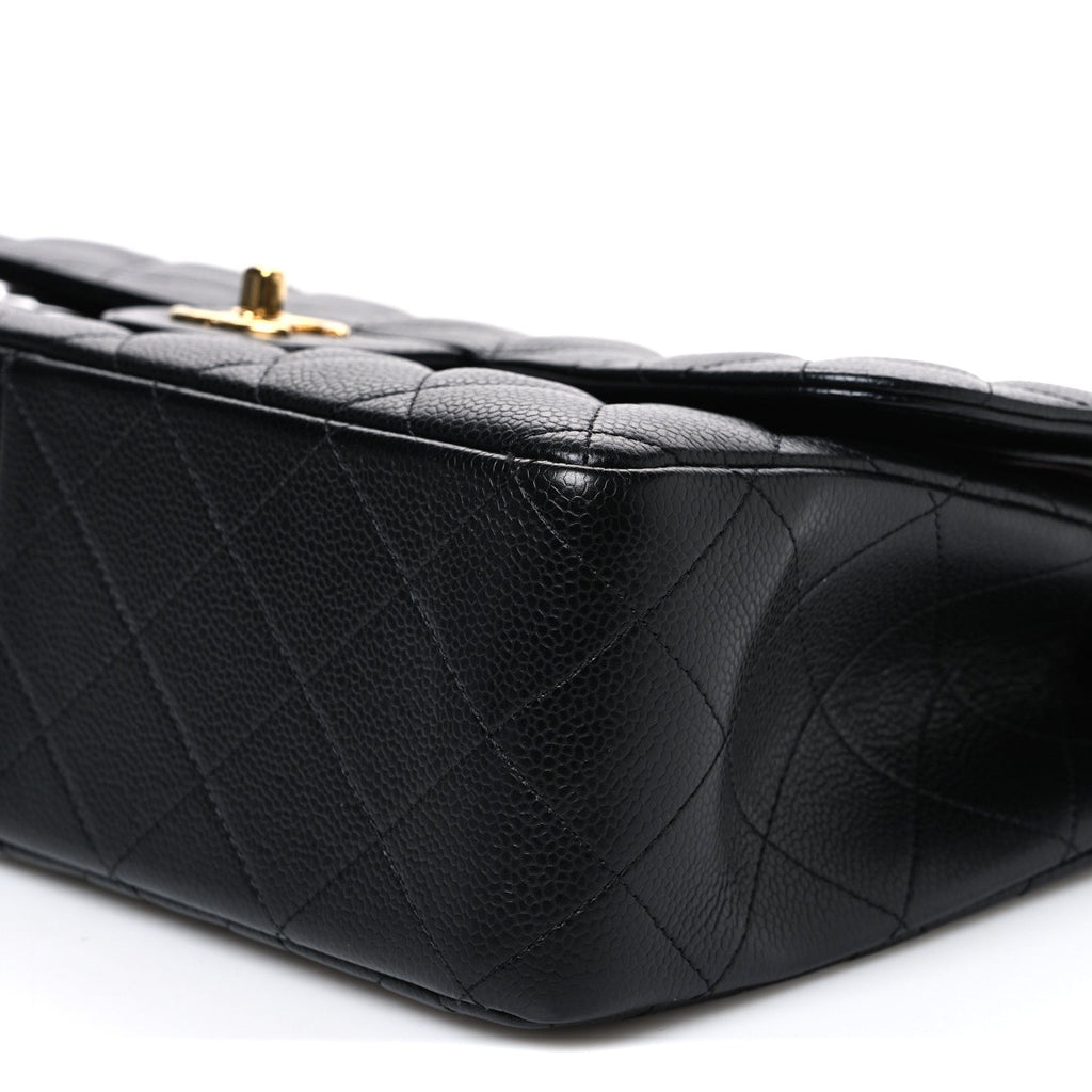 Caviar Quilted Jumbo Double Flap Black At My store