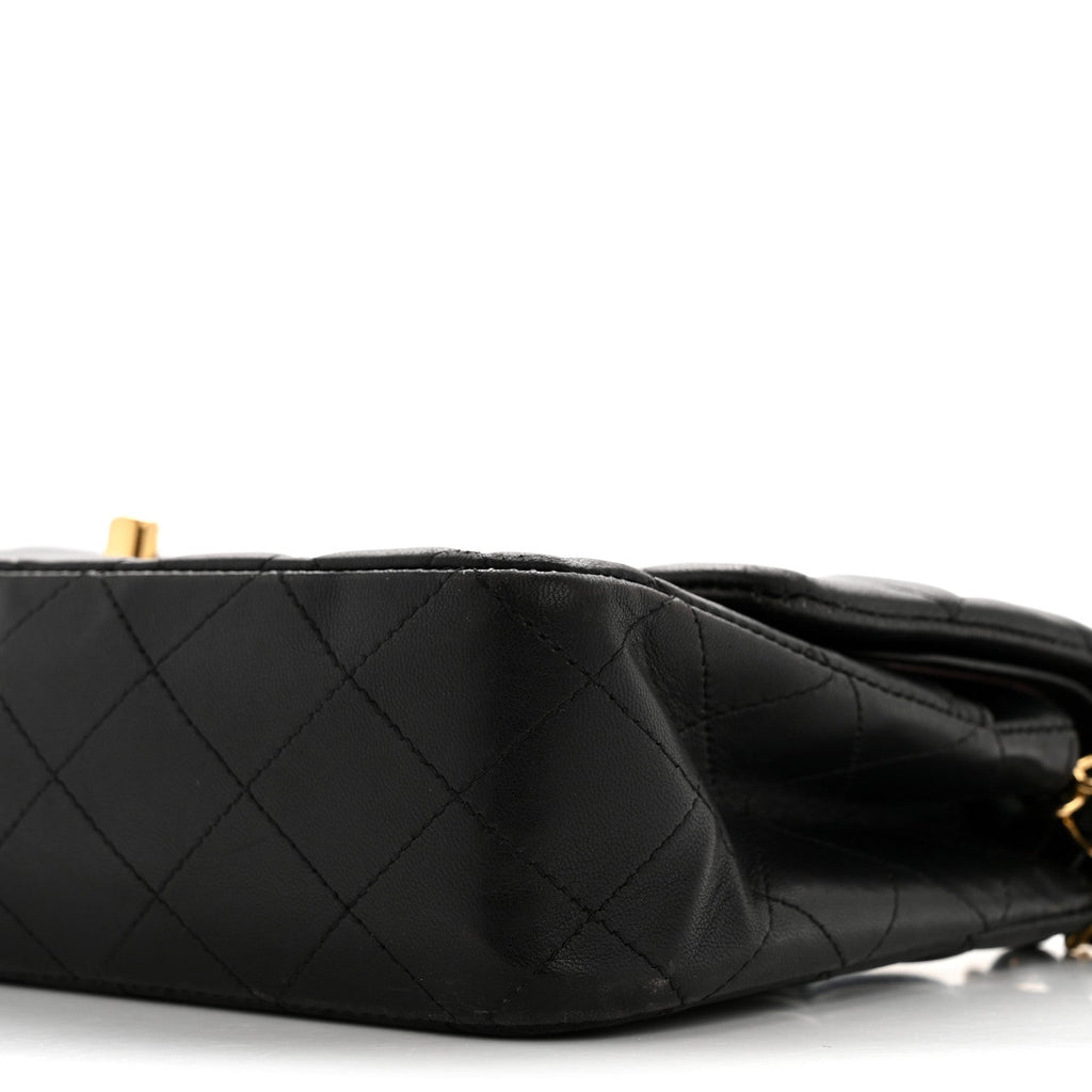 Lambskin Quilted Medium Double Flap Black At My store