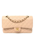 Caviar Quilted Medium Double Flap Beige Beige Clair At My store