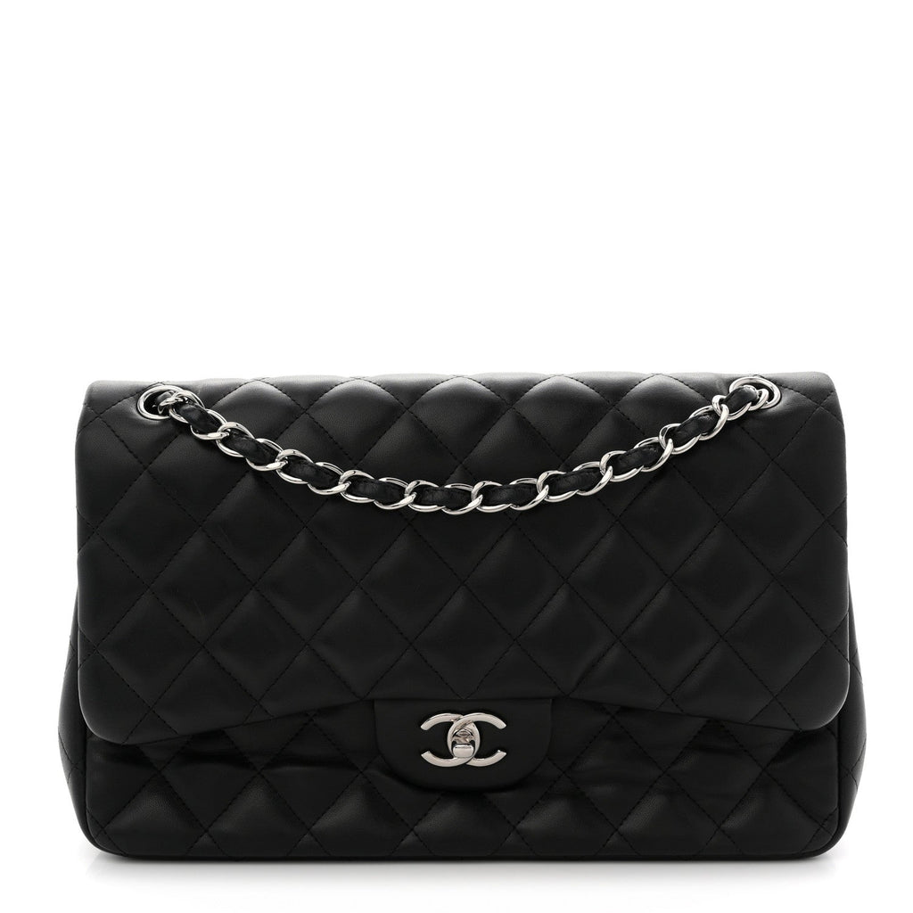 Lambskin Quilted Jumbo Double Flap Black At My store