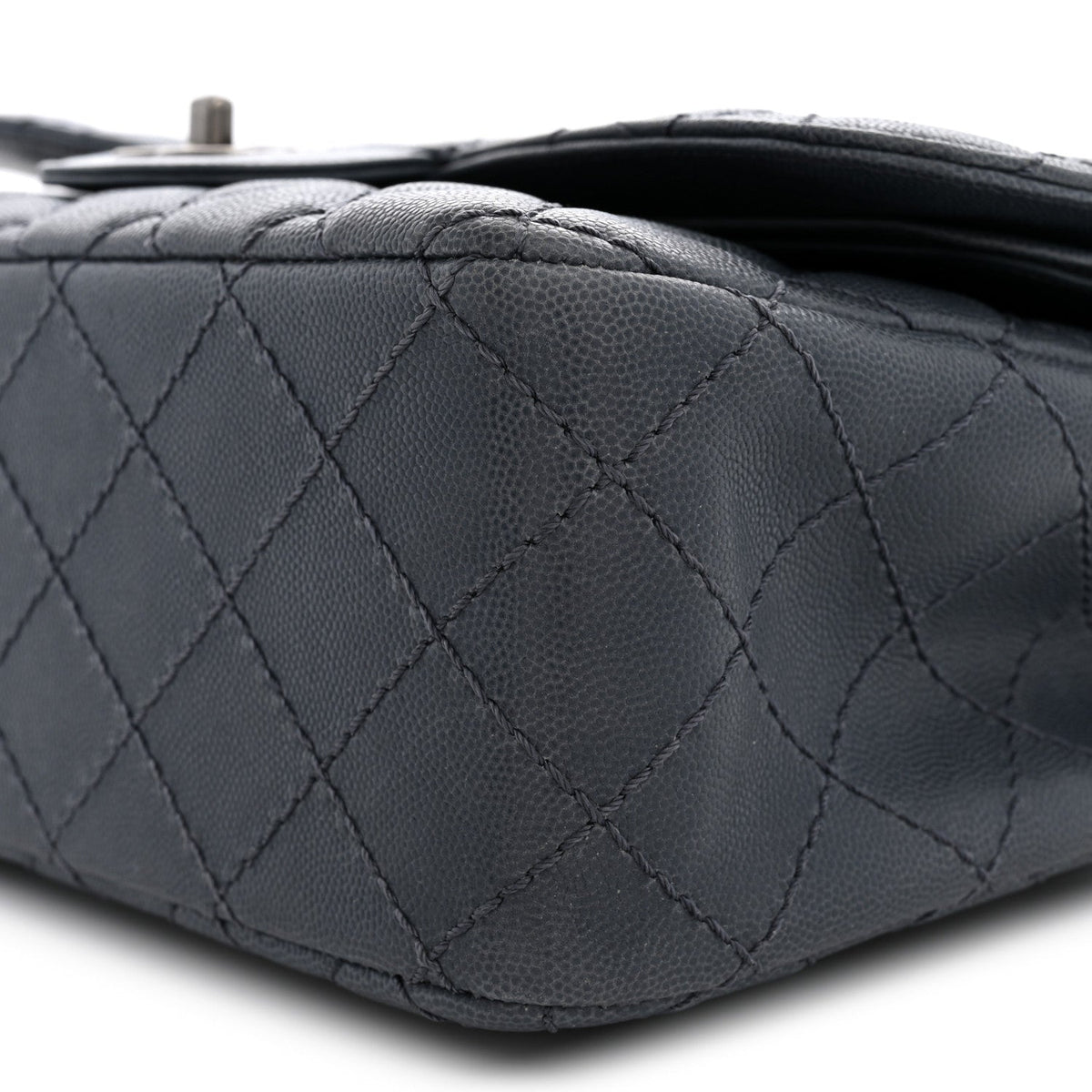 Washed Caviar Quilted Jumbo Double Flap Dark Grey At My store