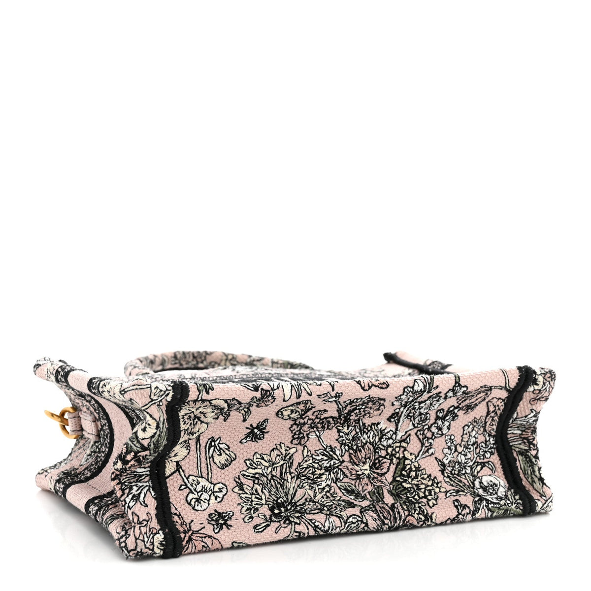 Canvas Embroidered Mini Book Tote With Strap Pink Multicolor AT My store