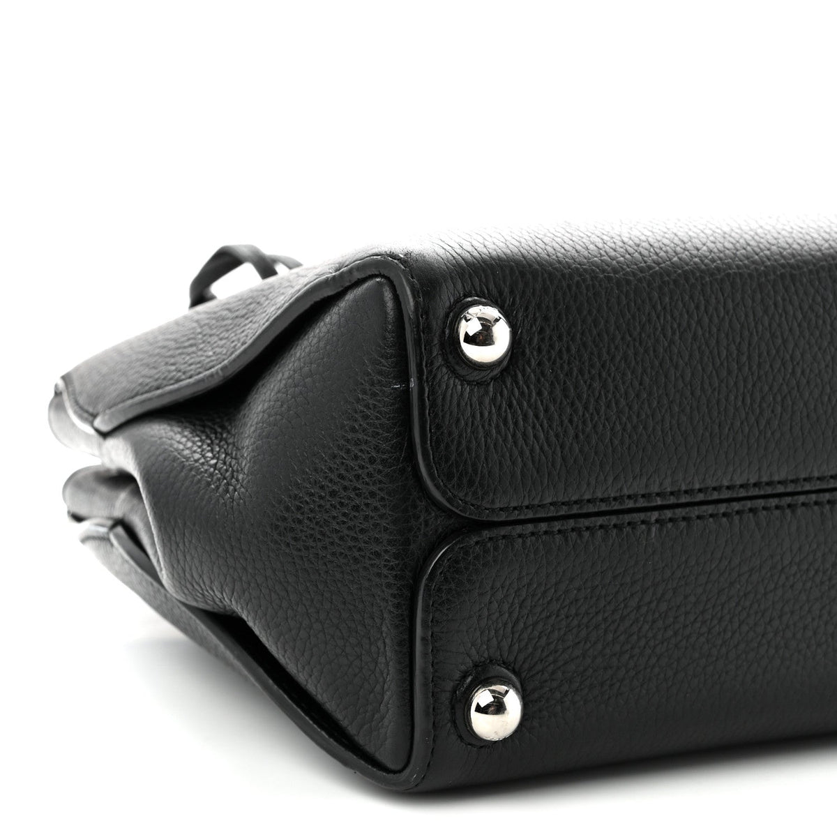 Grained Calfskin Small Open Bar Tote Black AT My store