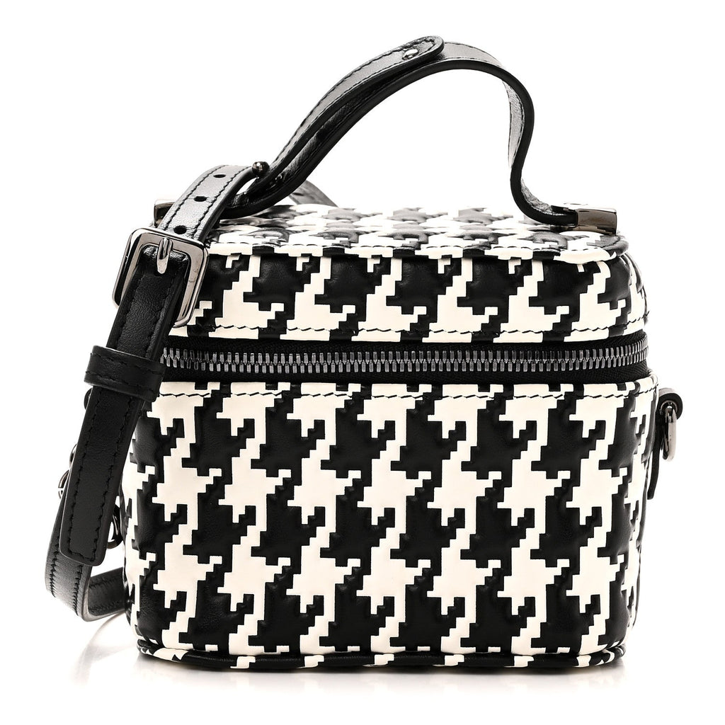 Calfskin Macro Houndstooth Embossed Micro Lady Dior Vanity Case Black White AT My store