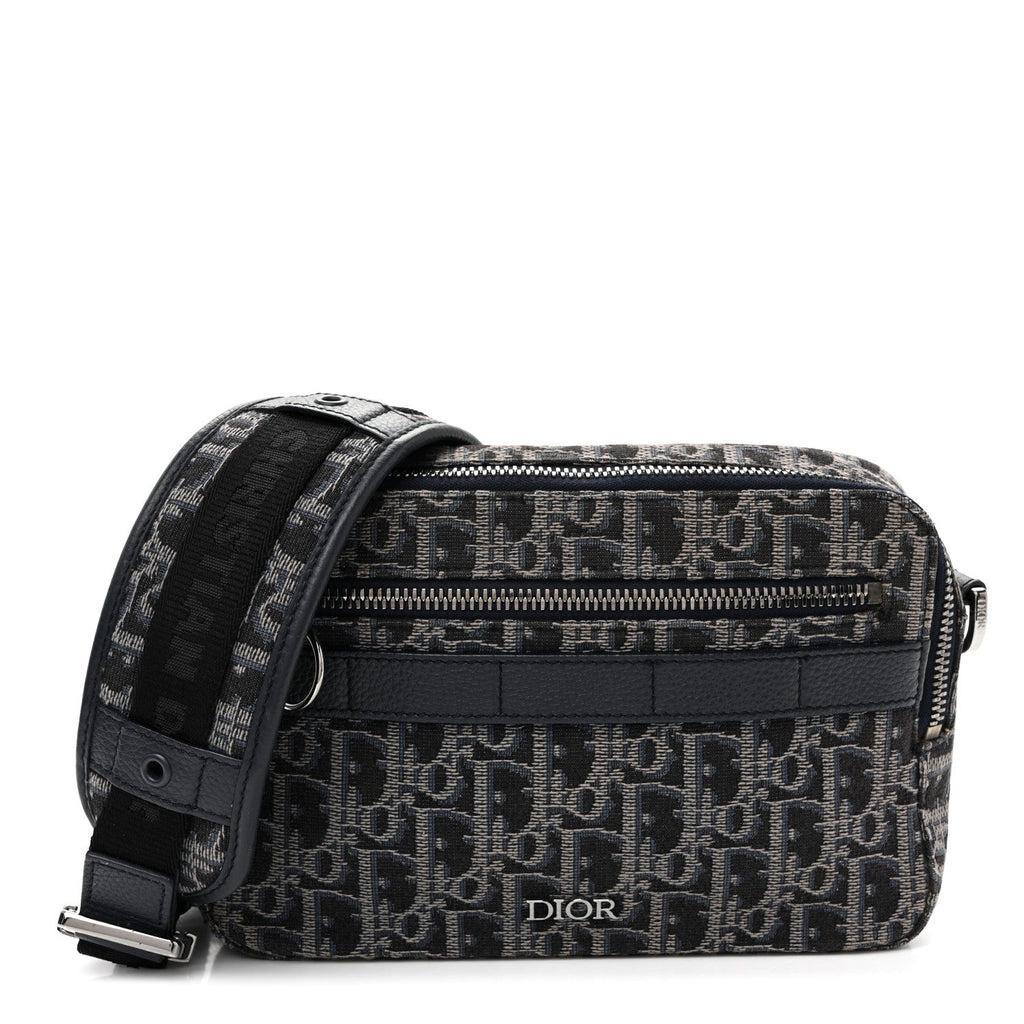 HOMME Oblique Jacquard Safari Messenger Navy Blue AT My store