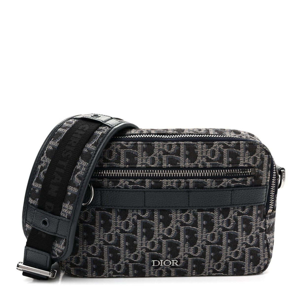 HOMME Oblique Jacquard Safari Messenger Navy Blue AT My store