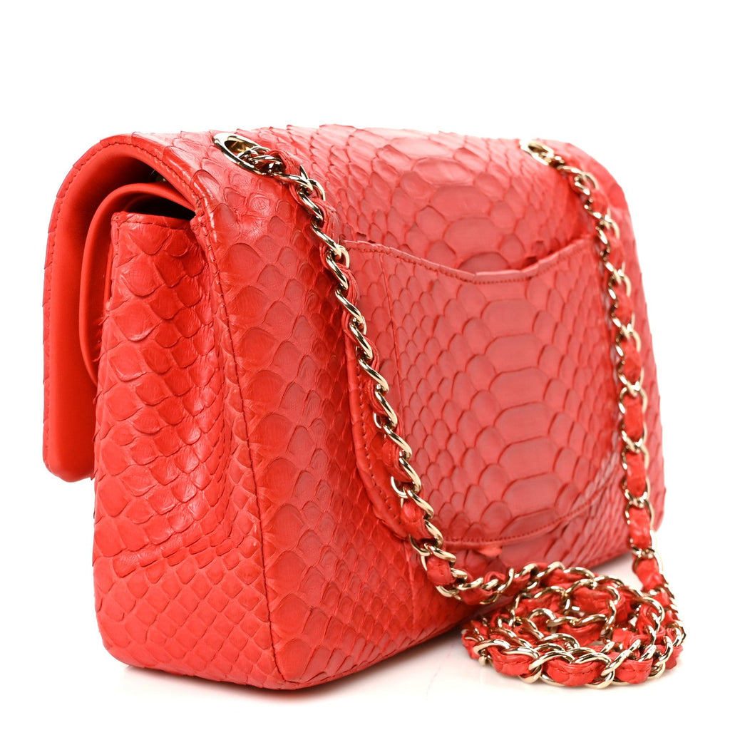 Snakeskin Medium Double Flap Red At My store