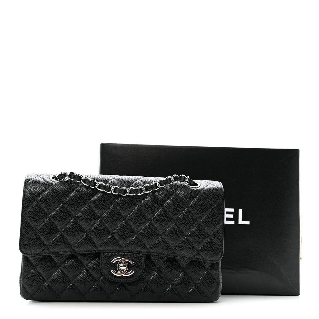 Caviar Quilted Medium Double Flap Black At My store