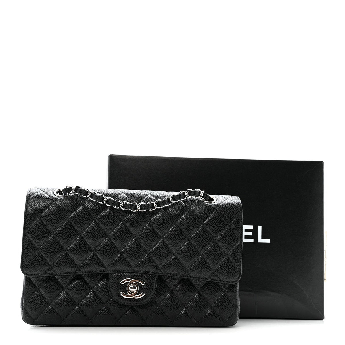 Caviar Quilted Medium Double Flap Black At My store
