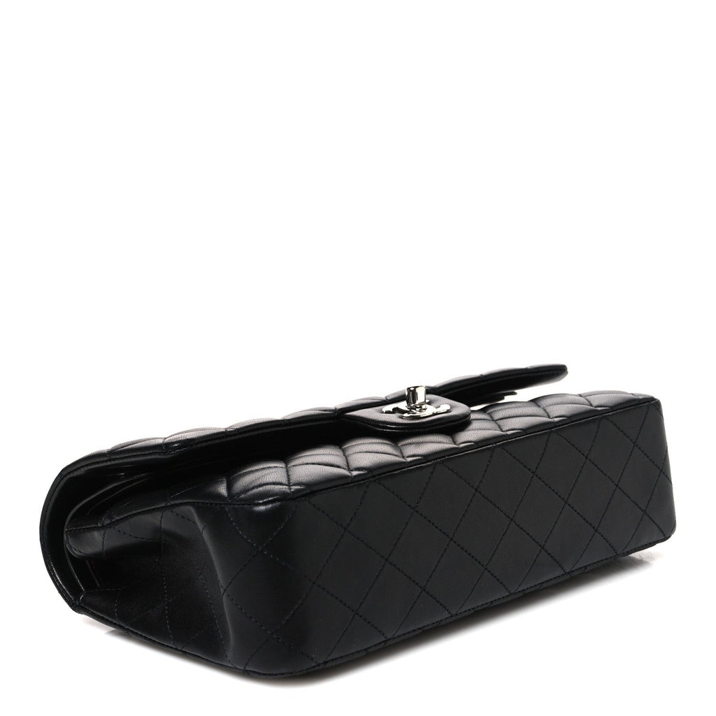 Lambskin Quilted Medium Double Flap Black At My store