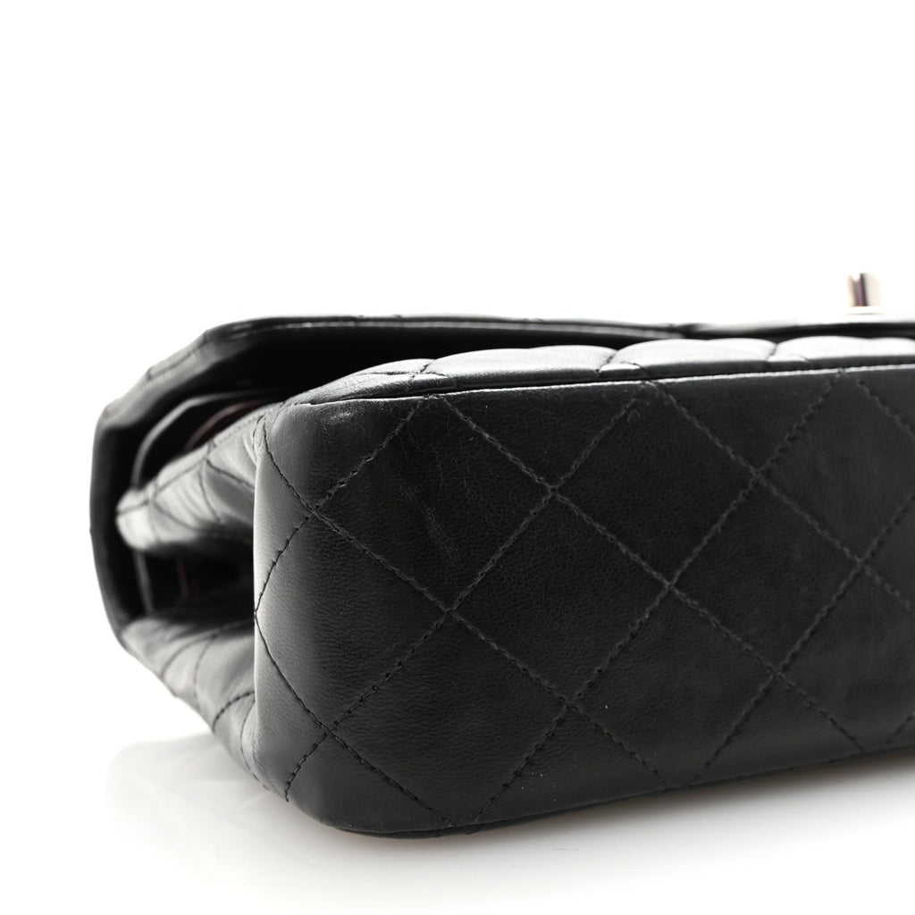 Lambskin Quilted Medium Double Flap Black At My store