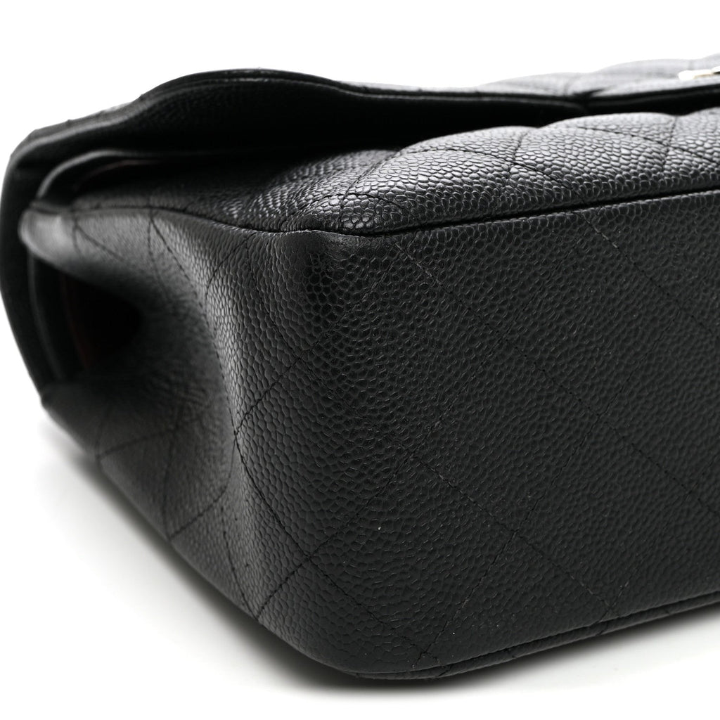 Caviar Quilted Jumbo Double Flap Black At My store