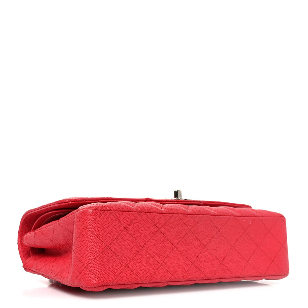 Caviar Quilted Medium Double Flap Dark Pink At My store