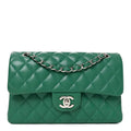 Caviar Quilted Small Double Flap Green At My store