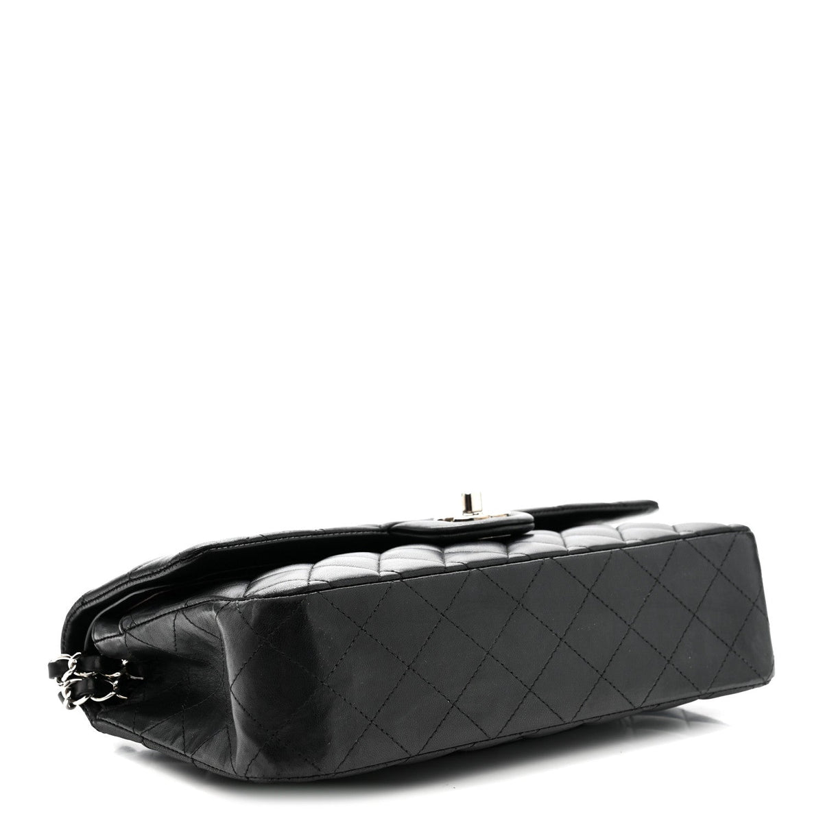 Lambskin Quilted Medium Double Flap Black At My store