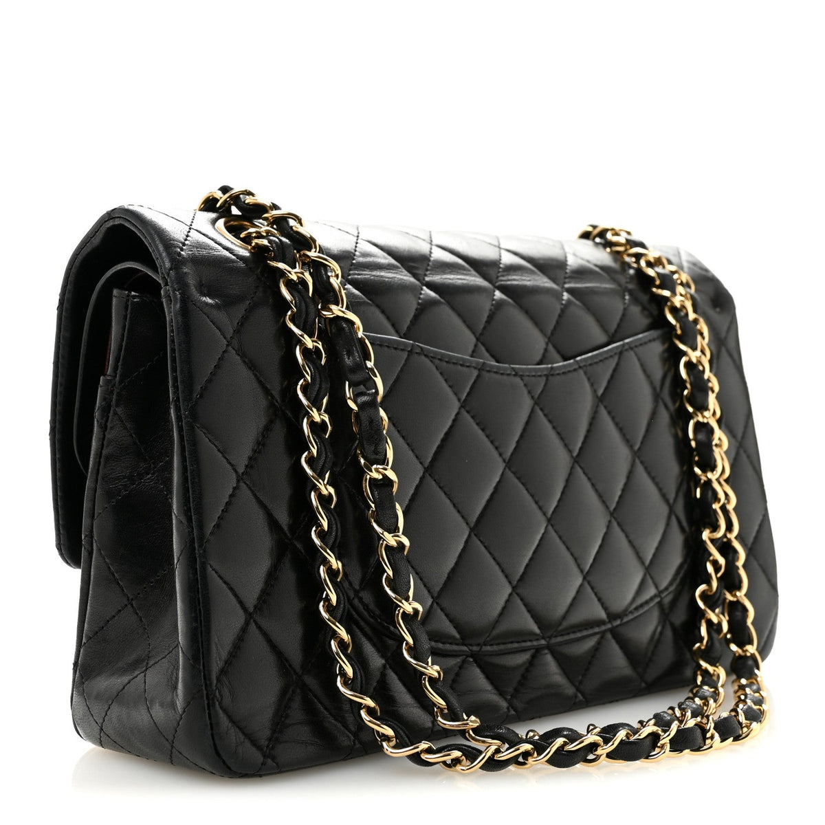 Lambskin Quilted Medium Double Flap Black At My store