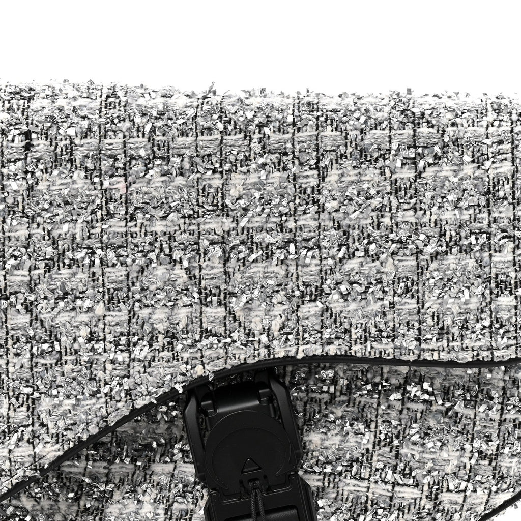 Tweed Saddle Crossbody Bag Black Silver AT My store