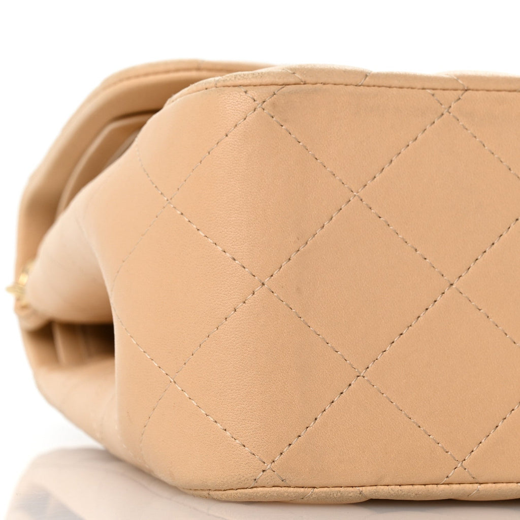 Lambskin Quilted Jumbo Double Flap Light Beige At My store