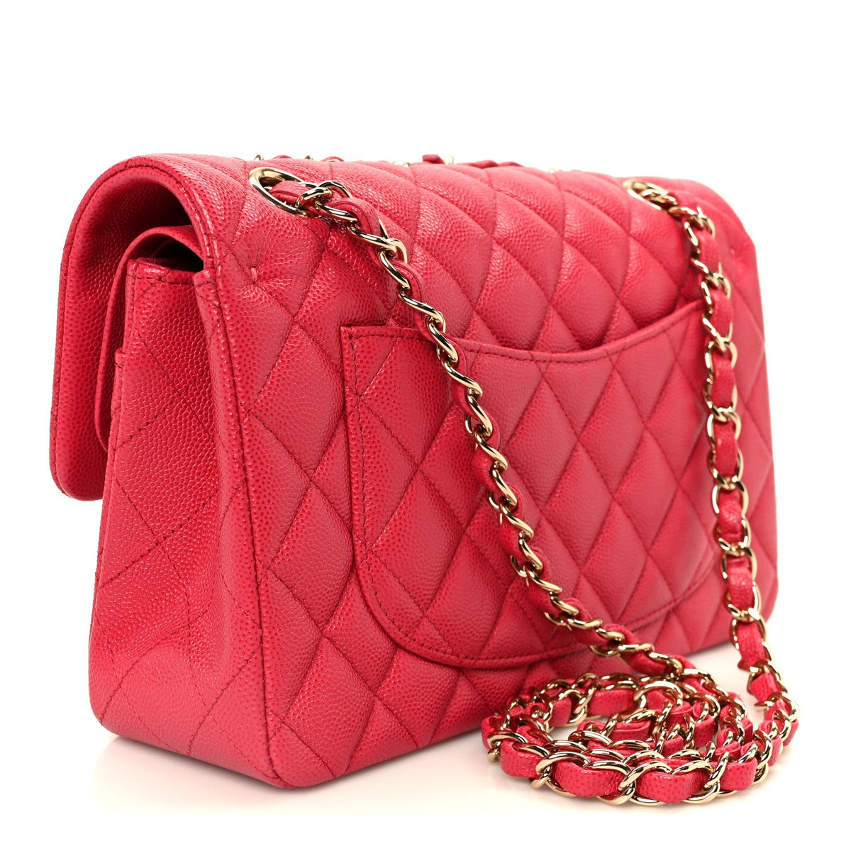 Caviar Quilted Small Double Flap Dark Pink At My store