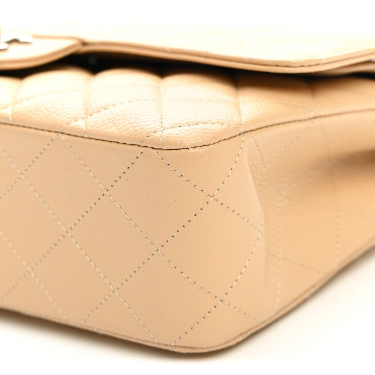 Caviar Quilted Medium Double Flap Beige At My store